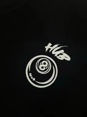 Áo thun oversize cotton 100% dày 250gsm in logo bida phong cách basic màu đen logo trắng - Hub