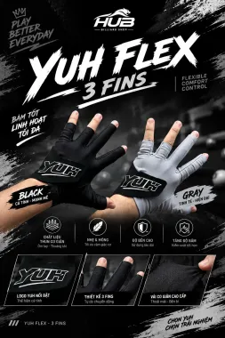Găng Yuh Flex - 3 Fins, găng tay bida, thiết kế hiện đại, form ôm tay, thoáng khí, bền Phù hợp cho mọi cơ thủ - Sport